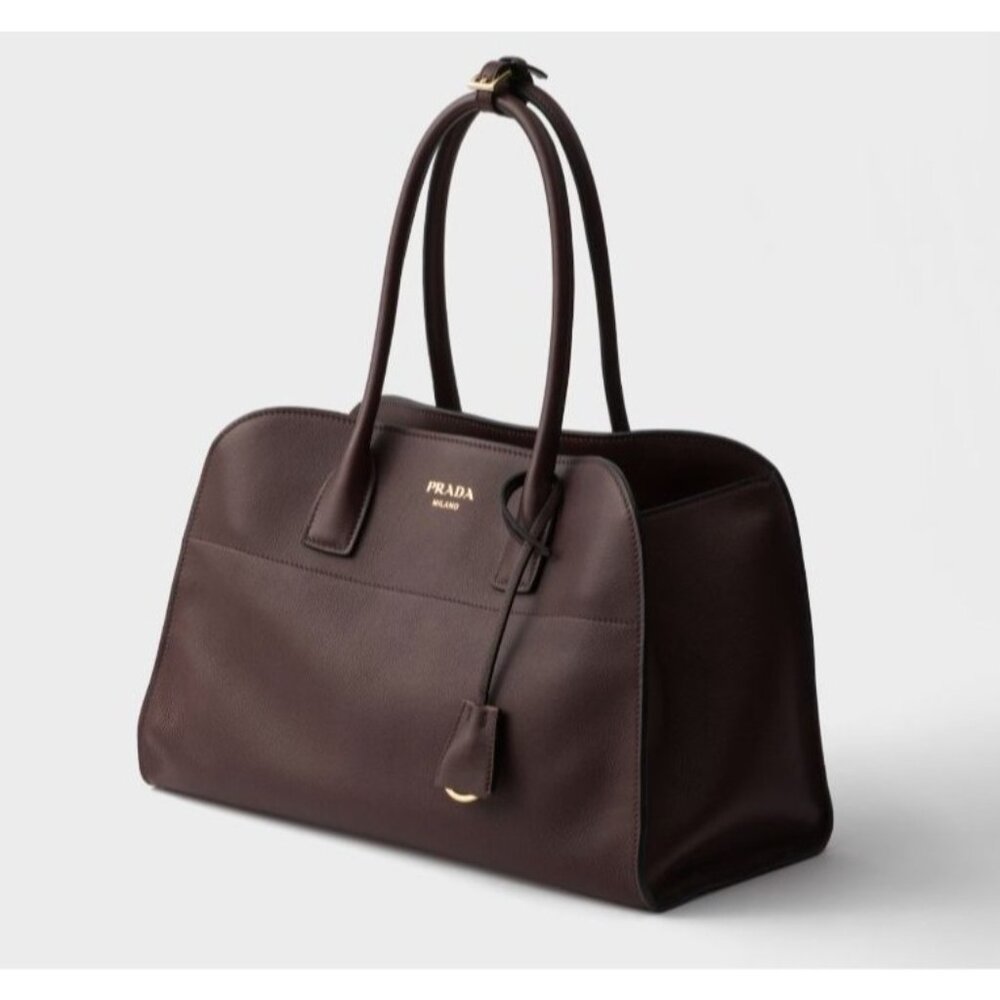 PRADA Large leather tote bag Briarwood Chocolate Brown Leather - Picture 2 of 16